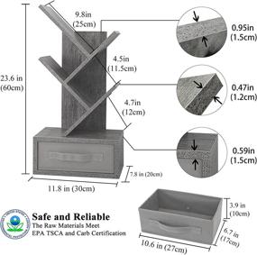 img 1 attached to 📚 LEBOAHOUS Small Tree Bookshelf: 4 Tier Desktop Bookcase with Drawer, Compact Gray Storage Solution for Small Spaces