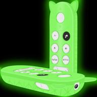 🐱 google chromecast remote control silicone case holder - full protection, cute cat shape, shock absorption bumper, google voice remote back covers case protector sleeve - glowgreen logo