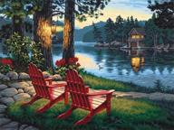 🖼️ fipart 5d diy diamond painting cross stitch craft kit: the lake - wall stickers for living room decoration (14x18inch/35x45cm) logo