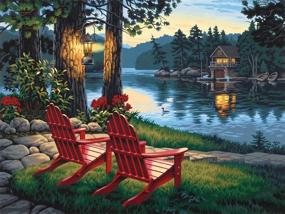 img 4 attached to 🖼️ Fipart 5D DIY Diamond Painting Cross Stitch Craft Kit: The Lake - Wall Stickers for Living Room Decoration (14X18inch/35X45CM)