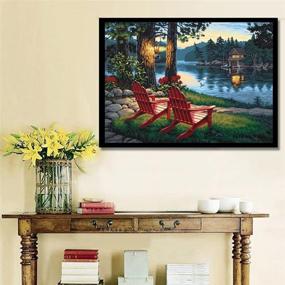 img 3 attached to 🖼️ Fipart 5D DIY Diamond Painting Cross Stitch Craft Kit: The Lake - Wall Stickers for Living Room Decoration (14X18inch/35X45CM)
