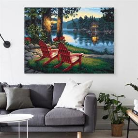 img 2 attached to 🖼️ Fipart 5D DIY Diamond Painting Cross Stitch Craft Kit: The Lake - Wall Stickers for Living Room Decoration (14X18inch/35X45CM)