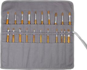 img 3 attached to 🖌️ Organize and Protect Your Art Brushes with the 20 Pockets Art Paint Brushes Case Roll Up Pen Holder Canvas Pouch Bag (Gray)