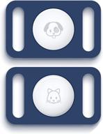 damonlight airtag dog collar holder - 2 pack anti-lost silicone case for air tags, perfect for cats and dogs in blue color логотип