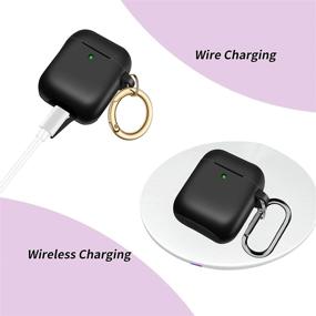 img 1 attached to 🎧 MOLOVA AirPods Case Cover with 2 Keychains | Full Protective Silicone Accessories Skin for Apple AirPods Wireless Charging Case | Front LED Visible | Ideal for Men, Women, Girls, Boys (Black)