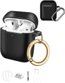 img 4 attached to 🎧 MOLOVA AirPods Case Cover with 2 Keychains | Full Protective Silicone Accessories Skin for Apple AirPods Wireless Charging Case | Front LED Visible | Ideal for Men, Women, Girls, Boys (Black)