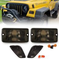 фонари бокового маркера usr depo - комплект в стиле "smoked" для wrangler tj 1997-2006 (4 шт. световые поворотники в дымчатой оптике + боковые маркеры крыла) логотип