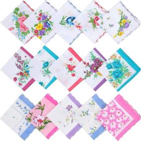 img 1 attached to Exquisite Pieces Vintage Floral Handkerchiefs Hankies: Timeless Elegance for Any Occasion