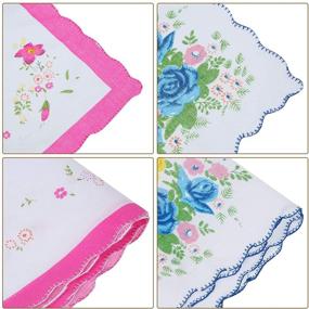 img 2 attached to Exquisite Pieces Vintage Floral Handkerchiefs Hankies: Timeless Elegance for Any Occasion