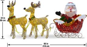 img 2 attached to 🎄 34 Inch National Tree Company Pre-lit Artificial Christmas Décor with White Lights and Ground Stakes - Reindeer and Santa's Sleigh