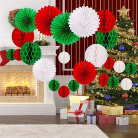 img 1 attached to 🎄 Konsait 30pcs Christmas New Year Hanging Decoration Paper Honeycomb Balls & Paper Fans Kit for Xmas Party Decor Supplies, Baby Shower, Birthday, Wedding, or Home Decoration – Red, White, and Green Decor