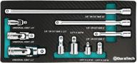 🔧 набор аксессуаров для гаечных ключей duratech 10-предметов: органайзер из уплотненной пены eva с насадками из стали cr-v, универсальными соединительными элементами и переходниками. логотип