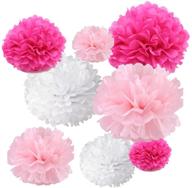 🌸 tissue hanging paper pom-poms flower ball: fuchsia, pink, and white wedding party outdoor decoration kit logo