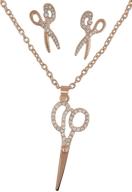 🎁 идеи подарков для женщин: набор из ожерелья и сережек в дизайне с ножницами парикмахера логотип
