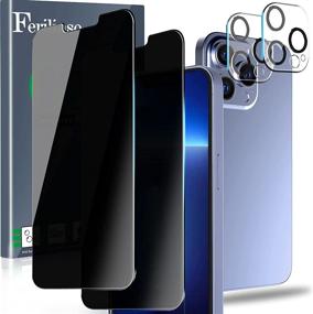 img 4 attached to 📱 Ferilinso Защитная пленка для экрана iPhone 13 Pro Max Privacy Screen Protector 2 Pack - 9H Anti Spy закаленное стекло + защитник камеры 2 Pack - дружелюбный к чехлу - без пузырей - 6,7 дюйма 5G - Легкая установка