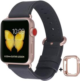 img 3 attached to 🔗 JSGJMY Натуральный кожаный ремешок для Apple Watch 38 мм 40 мм 42 мм 44 мм - Совместим с iWatch SE Series 6 5 4 3 2 1 - Женский и мужской ремешок