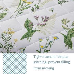 img 2 attached to FADFAY Daisy Floral Comforter Set, Queen Size Cotton Lightweight Summer Quilt Printed Bedding Microfiber Filled Soft Daisy Botanical Green Leaves Reversible Bedding 3 Pcs