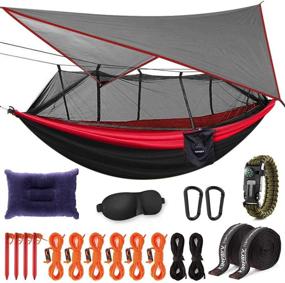 img 4 attached to 🏕️ Kinfayv Camping Hammock with Net and Rain Fly - Ultimate Portable Double Hammock with Bug Net and Tent Tarp: Heavy Duty Tree Strap and Comfortable Hammock Tent for Travel, Camping, Backpacking, Hiking, and Outdoor Activities