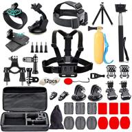 📸 camera accessory kit for gopro hero9/hero8/hero7, gopro max, gopro fusion, insta360, dji osmo action, akaso, apeman, campark, sjcam - black logo
