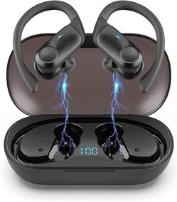 img 4 attached to 🎧 Hadisala Sports Wireless Earbuds: Bluetooth 5.1 Ear-Hooks for Gym & Running, Deep Bass, IPX7 Waterproof, 50H Playtime