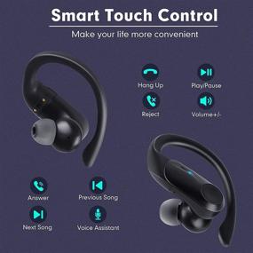 img 1 attached to 🎧 Спортивные беспроводные наушники Hadisala: Bluetooth 5.1 с заушинами для занятий фитнесом и бега, глубокие басы, водонепроницаемость IPX7, время воспроизведения 50 часов.