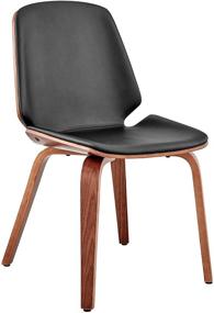 img 3 attached to 🪑 Black Faux Leather Wood Dining Room Accent Chair by Armen Living: Brinley Collection, Walnut Finish