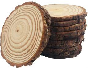 img 4 attached to 🪵 10-Pack of Natural Wood Slices 4"-4.7" - Unfinished Wooden Circles for Crafts, Coasters, Christmas Ornaments, and DIY Projects