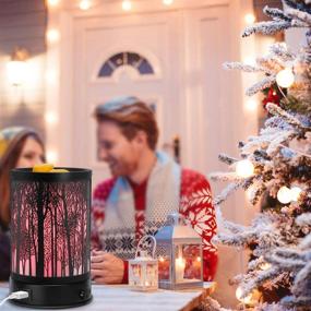 img 1 attached to 🕯️ USB Charging Hituiter Wax Melter Warmer for Scented Wax with 7 Colors LED Lighting, Electric Burner Oil lamp for Wax Melts, Classic Black Forest Design for Home Décor and Fragrance, Perfect Gift