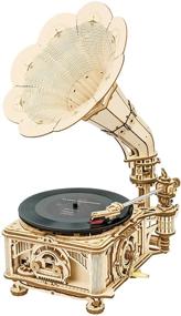 img 4 attached to 🎵 ROBOTIME Classic Gramophone Hand Cranking 3 Speed: Authentic Vintage Music Experience at Your Fingertips