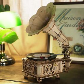 img 3 attached to 🎵 ROBOTIME Classic Gramophone Hand Cranking 3 Speed: Authentic Vintage Music Experience at Your Fingertips