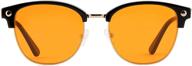 👓 thl sleep blue light blocking glasses - amber orange computer filter anti eye strain lenses (black) regular logo