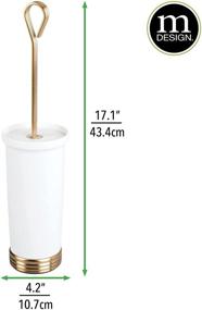 img 1 attached to 🚽 mDesign Compact Freestanding Plastic Toilet Bowl Brush and Holder for Bathroom Storage, Stylish Steel Handle and Base, Non-Slip - Durable, Effective Cleaning - White/Soft Brass