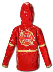 img 1 attached to 🚒 Little Boys' Red Fireman Waterproof Outwear Hooded Rain Coat - Toddler by Puddle Play