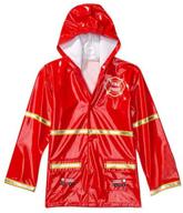 🚒 little boys' red fireman waterproof outwear hooded rain coat - toddler by puddle play logo