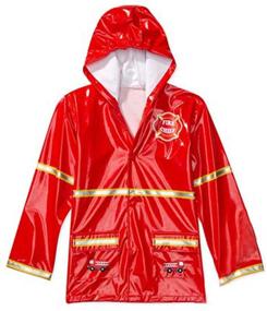 img 2 attached to 🚒 Little Boys' Red Fireman Waterproof Outwear Hooded Rain Coat - Toddler by Puddle Play