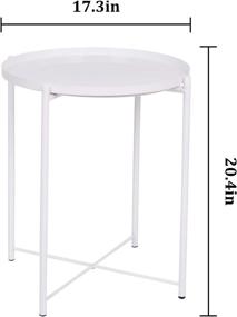 img 3 attached to 🛏️ JYXYT Tray Metal End Table: Foldable Modern Nightstand with Storage - Waterproof & Anti-Rust (16.54"x 20.48", White)