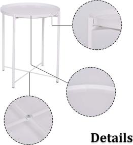 img 2 attached to 🛏️ JYXYT Tray Metal End Table: Foldable Modern Nightstand with Storage - Waterproof & Anti-Rust (16.54"x 20.48", White)