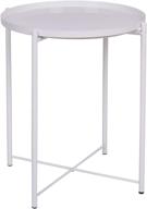 🛏️ jyxyt tray metal end table: foldable modern nightstand with storage - waterproof & anti-rust (16.54"x 20.48", white) logo