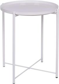 img 4 attached to 🛏️ JYXYT Tray Metal End Table: Foldable Modern Nightstand with Storage - Waterproof & Anti-Rust (16.54"x 20.48", White)