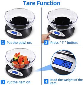 img 3 attached to 🍽️ THINKSCALE Digital Kitchen Scale with Bowl - Accurate 5000g/11lb x 0.1oz, Perfect for Cooking, Baking, and Weight Loss - Back-lit LCD Display, Tare Feature and 2 Modes