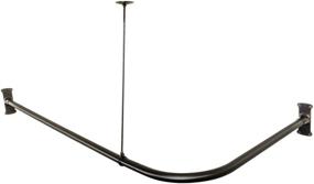 img 3 attached to 🚿 MATT BLACK Artiwell L-Shaped Shower Curtain Rod with Ceiling Support - Ideal for Bathroom Bathtub Corner Showers