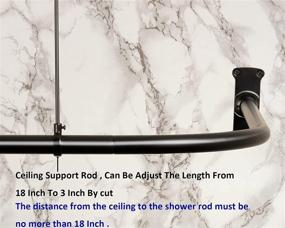 img 2 attached to 🚿 MATT BLACK Artiwell L-Shaped Shower Curtain Rod with Ceiling Support - Ideal for Bathroom Bathtub Corner Showers