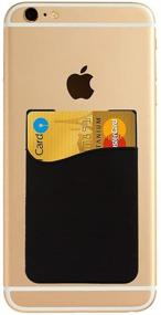 img 2 attached to Convenient Stick-on Wallet: Phone Card Holder for iPhone, Samsung, LG, BLU, Piexl, Moto (Black 3 pack)