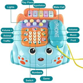 img 2 attached to 📱 Детский игровой телефон с музыкой и светом пианино в картинах - интерактивный притворяющийся телефон для детей, детский телефон со светом - играющая игрушка для раннего образования - подарок для игр в родитель-ребенок - синий.