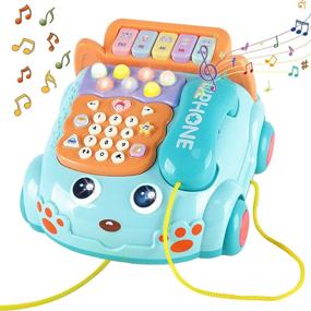 img 4 attached to 📱 Baby Phone Toy with Cartoon Piano Music and Light - Interactive Pretend Phone for Children, Kids Cell Phone with Light - Parent-Child Interactive Toy Gift Game for Early Education - Blue