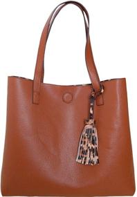 img 3 attached to 👜 Сумка Humble Chic из легкой обратимой синтетической кожи - плечевая сумка с кисточкой, большая сумка