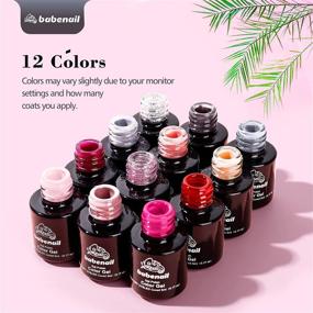 img 3 attached to 💅 BabeNail Gel Nail Polish Set: 12 Colors + Base, Glossy & Matte Top Coat - Nude Gray Pink Glitter Soak Off for 21+ Days Lasting Nails - Perfect Festival Gift for Her