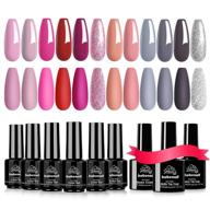 💅 babenail gel nail polish set: 12 colors + base, glossy & matte top coat - nude gray pink glitter soak off for 21+ days lasting nails - perfect festival gift for her logo