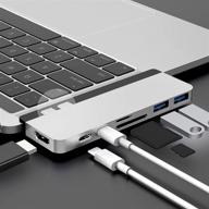 💻 sanho duo 7-in-2 usb-c adapter for macbook pro air with magnetic grip, hyperdrive usb c hub: thunderbolt 3, usb-c 40gbps, 100w pd, usb-a 3.1, 4k60hz hdmi, sd microsd - silver логотип