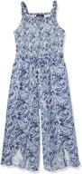 👗 amy byer paisley print shirred jumpsuit for girls' clothing logo